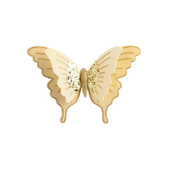 TanSiDing 1pcs Glitter Velvet Double-layer Faux Christmas Butterfly Tree Decorations with Clip for Holiday Party Wedding Home Décor Ornaments