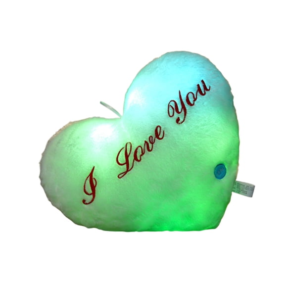 TanSiDing 1pcs Glow in the Dark Heart Pillow - Color Changing LED Night Light, Soft Plush Hugging Pillow for Valentine's Day Gift, Anniversary, Romantic Bedroom Decor 35cm
