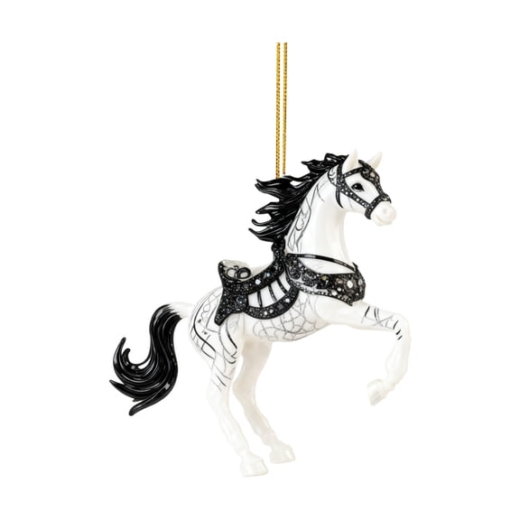 TanSiDing 1pcs Horse Ornaments for Christmas Tree, Enchanted Carousel Horse Christmas Ornament, Handmade Metallic Ornament with Rhinestone, Cute Christmas Ornaments - Horse Gifts for Women 8cm