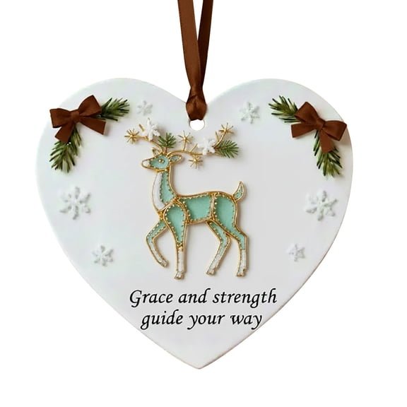 TanSiDing 1pcs Inspirational Christmas Heart Pendant Ornament, 2D Flat Hanging Decoration for Holiday Tree, Festive Home Decor, Inspiring Gift for Family & Friends