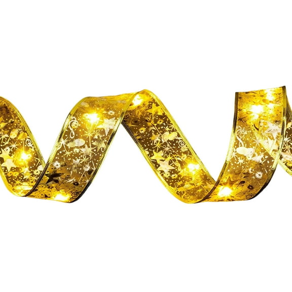 TanSiDing 1pcs LED Christmas Ribbon Lights with Glowing Patterns - Battery Operated Decorative String for Holiday Tree Fireplace Staircase Gift Wrap Mood Lighting T20#-500cm
