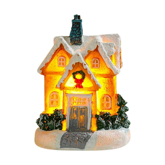 TanSiDing 1pcs LED Light Up Miniature House, Battery Operated Tabletop Lantern, Warm White Glow for Holiday Decor, Indoor Christmas Village Display, Home Party Centerpiece