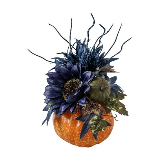 TanSiDing 1pcs Mini Fall Pumpkin with Artificial Flower Decorations Thanksgiving Sunflower Centerpieces for Tables Harvest Fall Table Floral Decor Autumn Fireplace Living Room Home Kitchen Party Deco