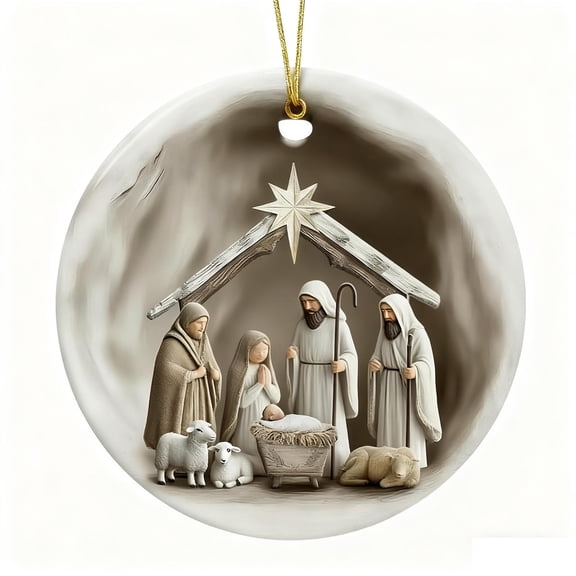 TanSiDing 1pcs Nativity Christmas Ornaments - Christian Ornaments for Christmas Tree - Catholic Religious Gifts for Women Men, Nativity Scene Decorations Festive Faith Ideas - Xmas Ornaments