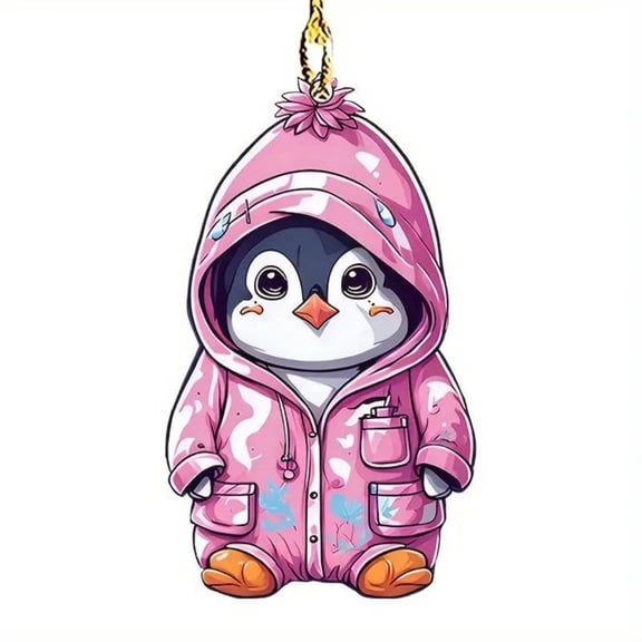 TanSiDing 1pcs Penguin Acrylic Christmas Ornament - Cute Holiday Decor for Tree, Gift Exchange, Party Favors, Car Mirror Hanging Pendant