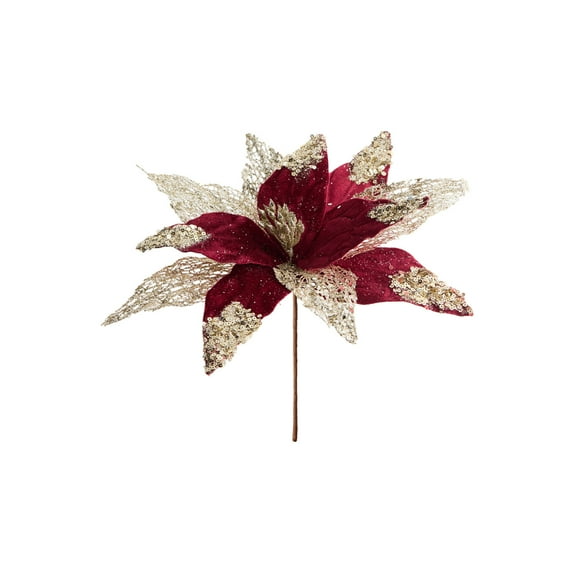 TanSiDing 1pcs Premium Christmas Poinsettia Arrangement Realistic Faux Floral Display for Holiday Table Centerpiece and Festive Home Decor