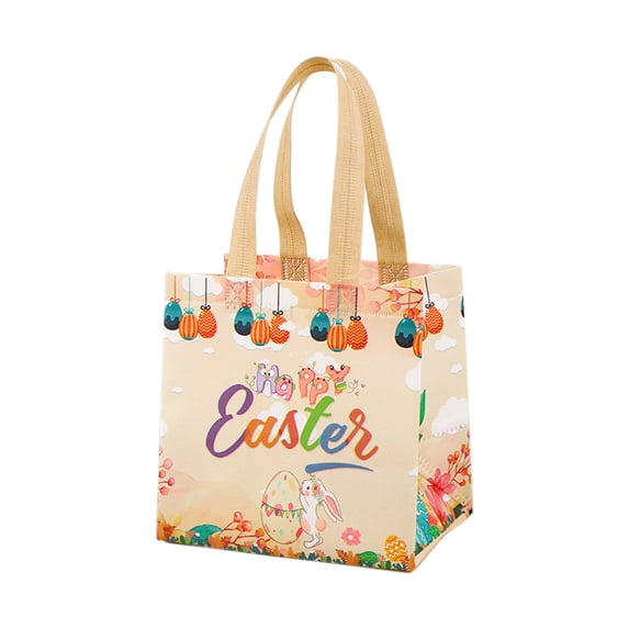 TanSiDing 1pcs Reusable Non Woven Easter Gift Bag for Party Favors, Durable Eco-Friendly Shopping Tote with Handles, Holiday Decoration and Present Carrier for Treats and Gifts