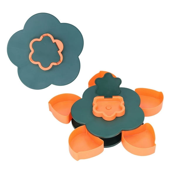 TanSiDing 1pcs Rotating Snack Tray, 360° Spin Candy & Nut Organizer, Transparent Lid, Multi-Compartment Fruit Bowl, Dirt-Proof Living Room Snack Container