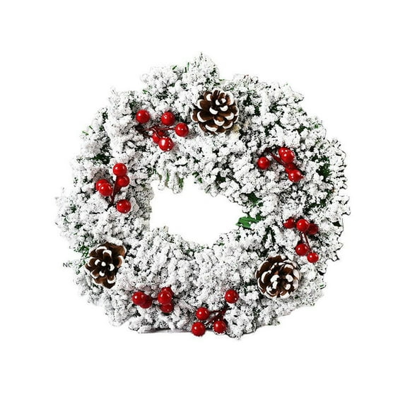TanSiDing 1pcs Snowflake Christmas Wreath with Artificial Pine and Frosted Accents - Indoor Outdoor Holiday Decoration for Door Window Mantel Party