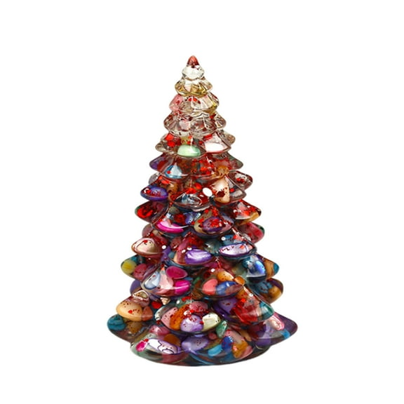 TanSiDing 1pcs Sparkling Resin Crystal Christmas Tree - Elegant Festive Tabletop Decor for Home, Office, Holiday Party Centerpiece, Dazzling Miniature Holiday Art