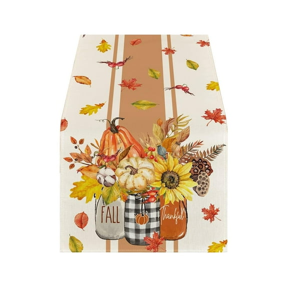 TanSiDing 1pcs Thanksgiving Table Flag Decor, Premium Polyester Holiday Dining Table Runner for Fall Party Decorations, Festive Table Setting for Gatherings