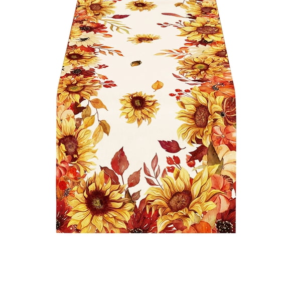 TanSiDing 1pcs Thanksgiving Table Runner Fall Harvest Decor Polyester Kitchen Dining Table Cover Party Holiday Decoration 33*180cm
