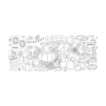 TanSiDing 1pcs Thanksgiving Tablecloth Jumbo Coloring Poster Autumn Turkey Pumpkin Waterproof Wallpaper Graffiti Table Cover Holiday Party Decor