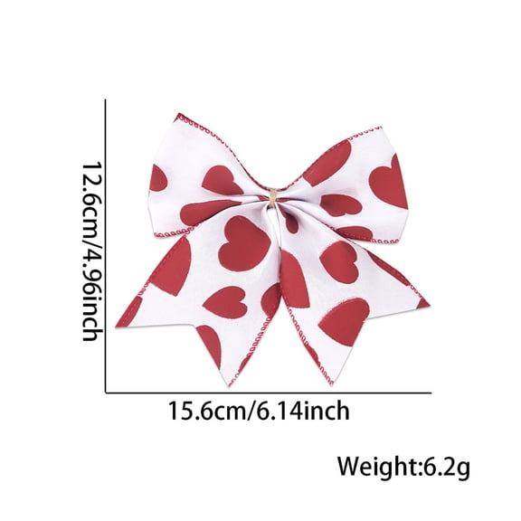 TanSiDing 1pcs Valentines Day Wreath Bow with Heart Print - Romantic Polyester Decorative Bow for Front Door, Gift Topper, and Home Decor