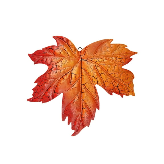 TanSiDing 1pcs Vintage Metal Wall Art Maple Leaf Hanging Ornament with Crackle Finish for Garden Patio Home Decor