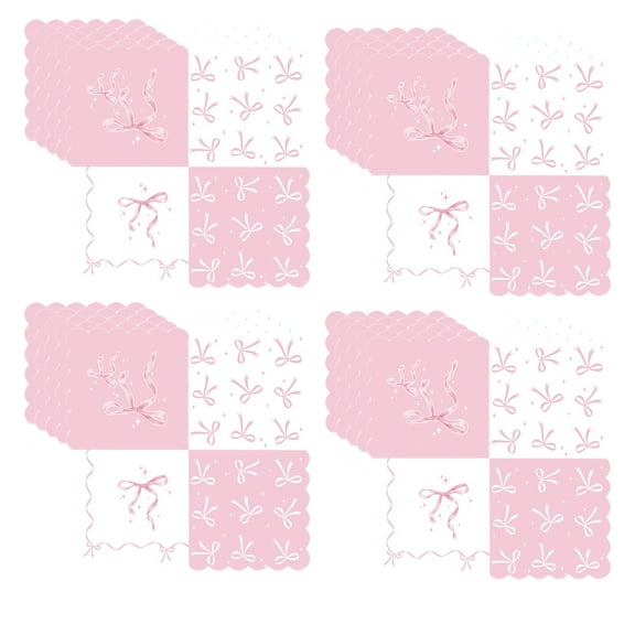 TanSiDing 20pcs Bow Tie Napkins for Party, Elegant Disposable Paper Napkins, Watercolor Bow Design, Ideal for Bridal Showers, Showers, Birthday Parties, and Afternoon Tea Events
