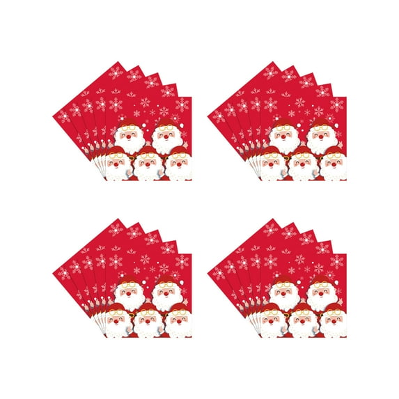 TanSiDing 20pcs Merry Christmas Paper Napkins Cute Santa Claus Pattern Disposable Napkins Red White lunch Dinner Decorative Napkins for Christmas Holiday Party Supplies 17*17*1cm