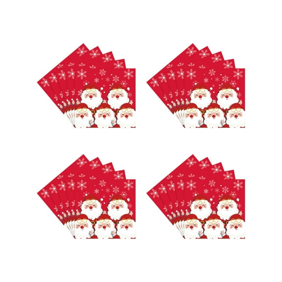TanSiDing 20pcs Merry Christmas Paper Napkins Cute Santa Claus Pattern Disposable Napkins Red White lunch Dinner Decorative Napkins for Christmas Holiday Party Supplies 17*17*1cm