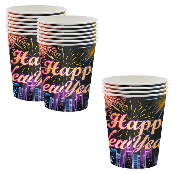 TanSiDing 20pcs New Year's Eve Party Cups Disposable Holiday Tableware Elegant Design for Festive Celebrations & Gatherings