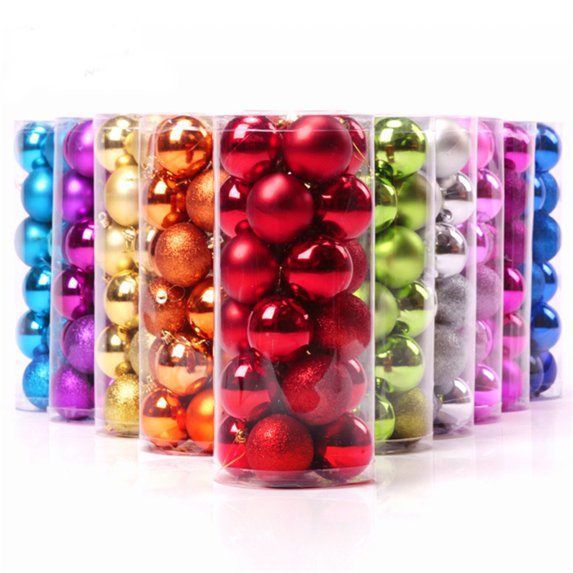 TanSiDing 24Pcs Shiny Glossy Christmas Tree Ornaments, Shatterproof Plastic Holiday Hanging Ball Decorations for Festive Tree Party Decor