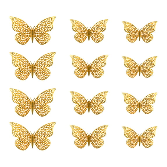TanSiDing 24pcs 3D Metallic Butterfly Wall Decals, Self-Adhesive Removable Decor for Home Party Wedding Nursery Room Wall Art Decorations