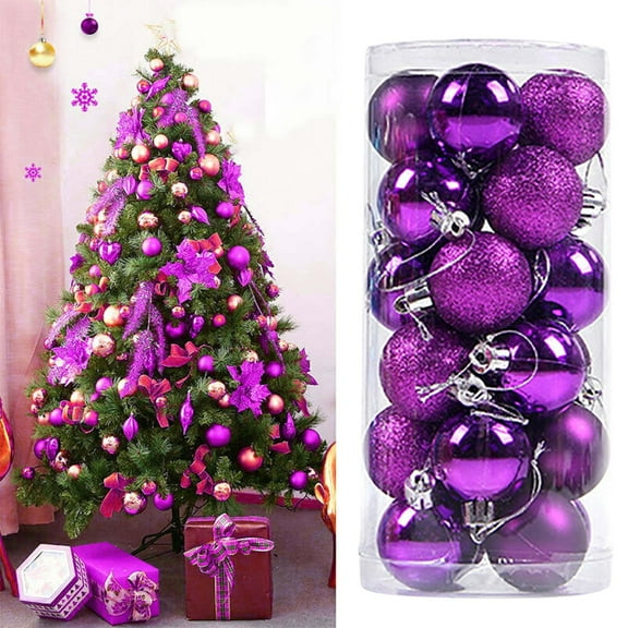 TanSiDing 24pcs Shiny Christmas Tree Bauble Ornaments - Durable Plastic Hanging Decor with Hanging Loop for Holiday Party & Home Decoration 4cm