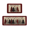 thumbnail image 1 of TanSiDing 2pcs Buffalo Plaid Xmas Tree Merry Christmas Kitchen Mats, Winter Home Decor Low-Profile Kitchen Rugs for Floor 40x60cm/40x120cm, 1 of 6