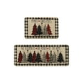 thumbnail image 1 of TanSiDing 2pcs Buffalo Plaid Xmas Tree Merry Christmas Kitchen Mats, Winter Home Decor Low-Profile Kitchen Rugs for Floor 40x60cm/40x120cm, 1 of 6