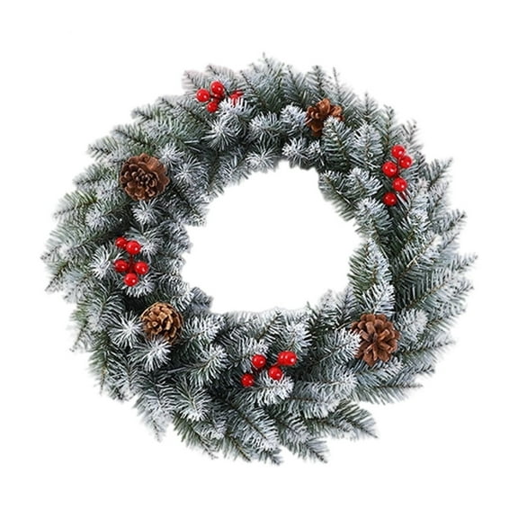 TanSiDing 2pcs Christmas Wreath for Front Door with Realistic Snowflakes Red Berries Pinecones Christmas Decoration for Outdoor Indoor Home Party Decor 30cm
