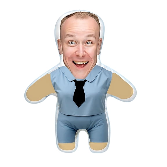 TanSiDing 2pcs Custom Face Pillow Cute Personalized Photo Plush Doll, 3D Double-Sided Head Body Shaped Plush Stuffed Pillow for Home Sofa Decor Christmas Funny Pillow Gift for Couples Women Men,30cm