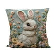thumbnail image 1 of TanSiDing 2pcs Easter Bunny Embroidery Style Pillowcase Floral Print Decorative Throw Pillow Cover Soft Polyester Home Decor Couch Bedroom Accent 45*45cm, 1 of 6
