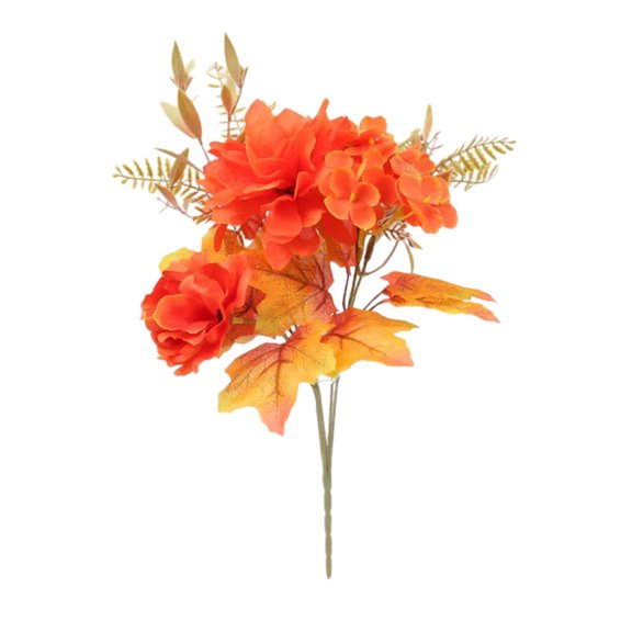 TanSiDing 2pcs Fall Faux Flower Bouquet Thanksgiving Maple Leaf Pumpkin Wreath Home Decor Halloween Centerpiece Arrangement C