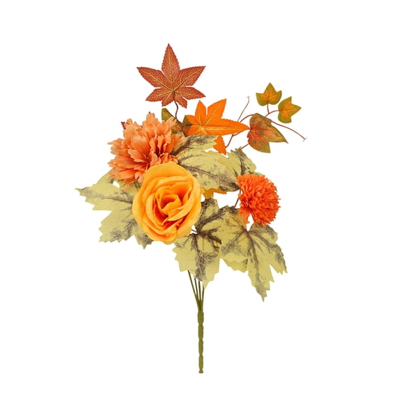 TanSiDing 2pcs Fall Foliage Artificial Maple Leaves Bouquet Realistic Home Decor Autumn Centerpiece Wedding Table Arrangement 35x20x20cm