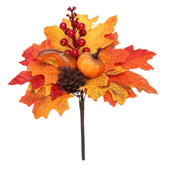 TanSiDing 2pcs Halloween Maple Leaf Wreath Plug-in Accessories Realistic Fall Decor Thanksgiving Party Centerpiece Home Table Mantel Decoration A