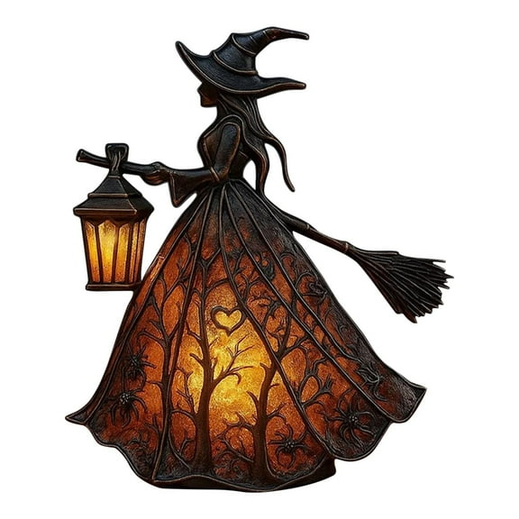 TanSiDing 2pcs Halloween Witch Lamp with LED Light Battery Powered Spooky Gothic Decor for Home Party Tabletop Display