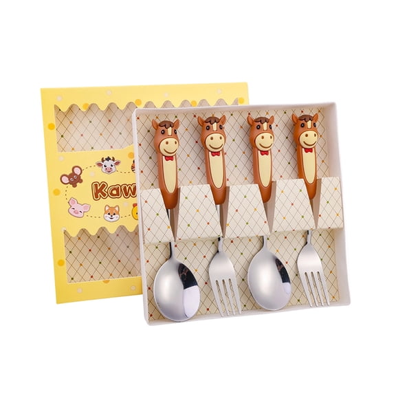 TanSiDing 2pcs Horse Themed Stainless Steel Spoon Fork Cutlery Set, Festive Tableware Gift Set for Party Dining, Elegant Silverware with Decorative Handle