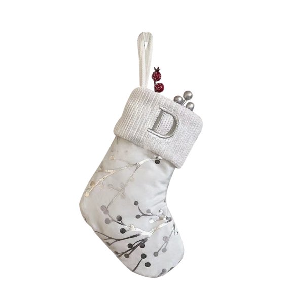 TanSiDing 2pcs Personalized Letter Christmas Stockings - Festive Monogram Holiday Sock for Fireplace Decor, Family Name Gift Bags with Fleece Lining, Reusable Xmas Party Favor Holders