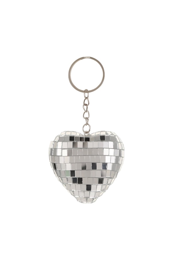 2pcs Reflective Heart Mirror Ball Keychain Pendant Shiny Bag Charm Gift for Christmas Party Decoration