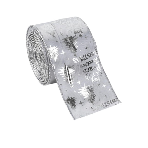 TanSiDing 2pcs Silver Wired Ribbon for Christmas Tree Decoration - - Garland Set for Topper and Bow Making