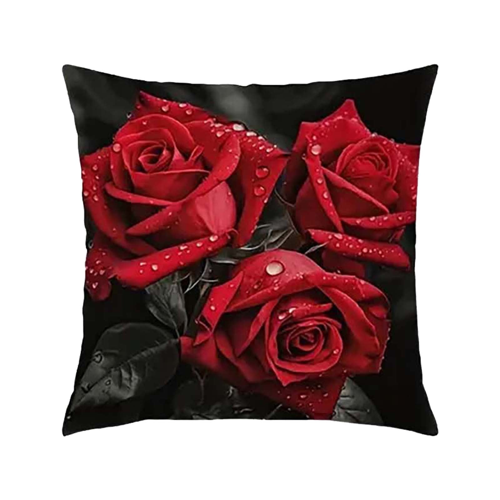 TanSiDing 2pcs Velvet Pillowcase Black Rose Design Sofa Cushion Cover ...