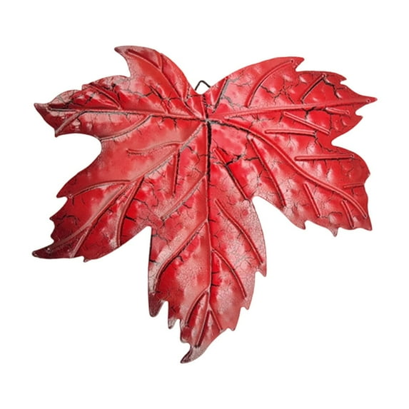 TanSiDing 2pcs Vintage Metal Wall Art Maple Leaf Hanging Ornament with Crackle Finish for Garden Patio Home Decor