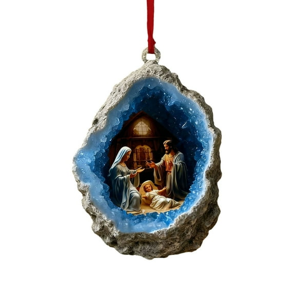 TanSiDing 1pcs Funny Christmas Ornaments - Acrylic Round Religious Hanging Pendants for Holiday Tree Decorations, Festive Home Decor