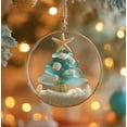 thumbnail image 1 of TanSiDing 1pcs Sea Glass Christmas Tree Ornament Handmade Beach Theme Holiday Decoration with Shells for Festive Home Decor, 1 of 7