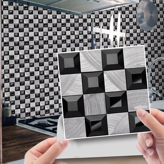 TanSiDing 3D Crystal Tile Stickers, Self-Adhesive Wall Stickers, Peel and Stick Backsplash, Waterproof Kitchen Bathroom Tile, Removable Vinyl Wallpaper, Modern Geometric Decor, No Grout Needed