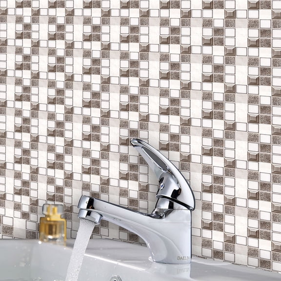 TanSiDing 3D Crystal Tile Stickers, Self-Adhesive Wall Stickers, Peel and Stick Backsplash, Waterproof Kitchen Bathroom Tile, Removable Vinyl Wallpaper, Modern Geometric Decor, No Grout Needed