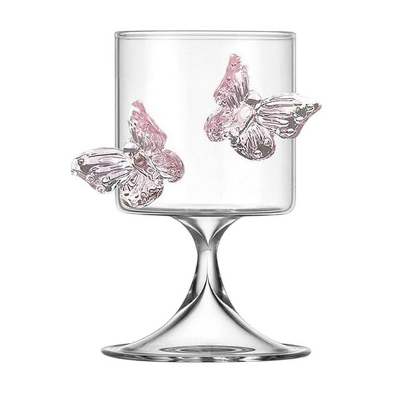 TanSiDing 3pcs Butterfly Wine Glasses Hand-Blown Crystal Goblets for Champagne and Juice, Romantic Dinner Party Stemware, Elegant Luxury Glassware for Valentine's Day and Anniversary Gifts