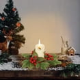 thumbnail image 1 of TanSiDing 3pcs Christmas Wreath Candle Holder with Pine Cones and Berries, Realistic Flameless Centerpiece for Holiday Tabletop Fireplace Mantel Decor 27x27cm, 1 of 6