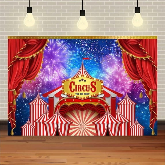 TanSiDing 3pcs Circus Carnival Photography Backdrop Red Tent Stage Theme Party Decor Durable Fabric Easy Install Versatile Event Background 180*120cm