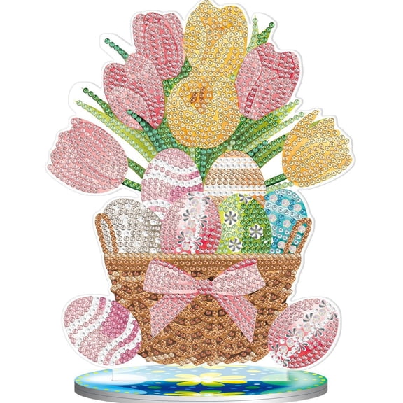 TanSiDing 3pcs Diamond Art Painting Kits Full Round Drill Desktop Ornaments with Base, 3D Sided Sparkling Rhinestone Craft for Home Decor and Holiday Gifts