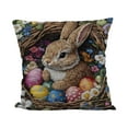 thumbnail image 1 of TanSiDing 3pcs Easter Bunny Embroidery Style Pillowcase Floral Print Decorative Throw Pillow Cover Soft Polyester Home Decor Couch Bedroom Accent 45*45cm, 1 of 6